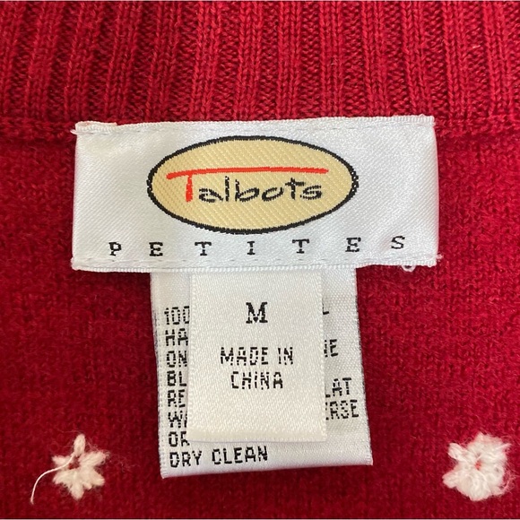 Talbots PM Red Embroidered Merino Wool Holiday Vest - Picture 9 of 9